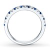 Thumbnail Image 2 of Previously Owned Sapphire & Diamond Wedding Band 1/8 ct tw Round-cut 14K White Gold Band