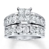 Thumbnail Image 1 of Previously Owned Diamond Bridal Set 2 ct tw Princess & Round-cut 14K White Gold