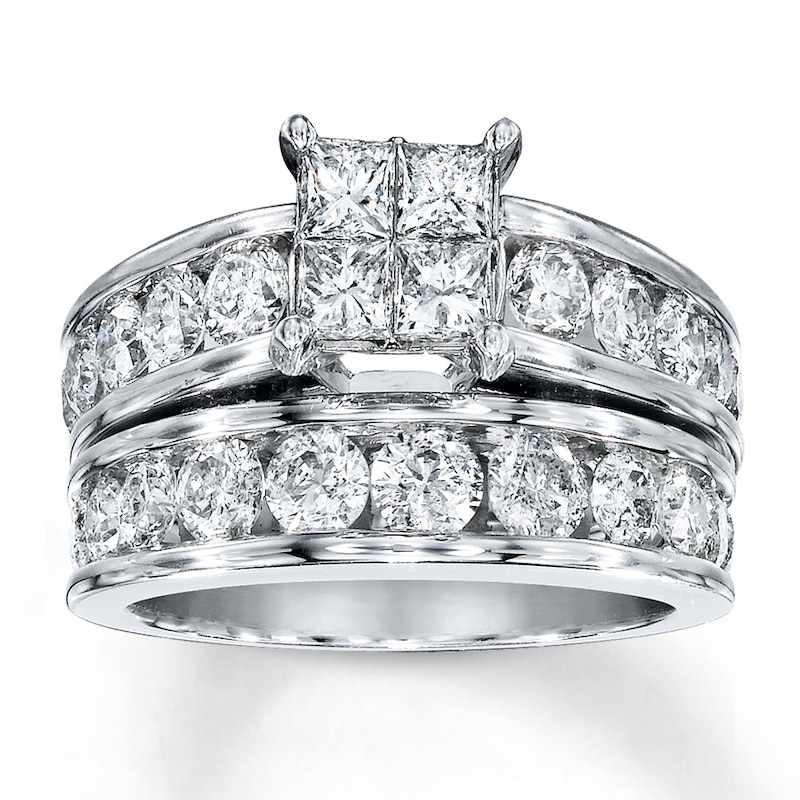 Main Image 1 of Previously Owned Diamond Bridal Set 2 ct tw Princess & Round-cut 14K White Gold