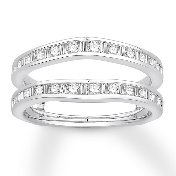 Previously Owned Diamond Enhancer Ring 1/2 ct tw Round & Baguette-cut 14K White Gold