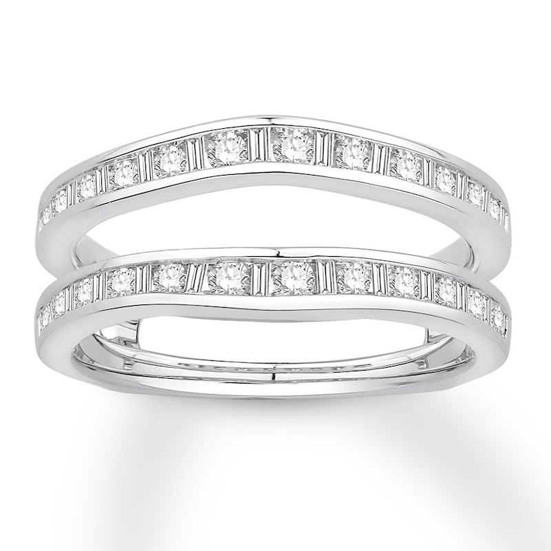 Main Image 1 of Previously Owned Diamond Enhancer Ring 1/2 ct tw Round & Baguette-cut 14K White Gold