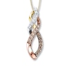 Thumbnail Image 1 of Previously Owned Diamond Necklace 3/8 ct tw Brown/White 10K Tri-Color Gold