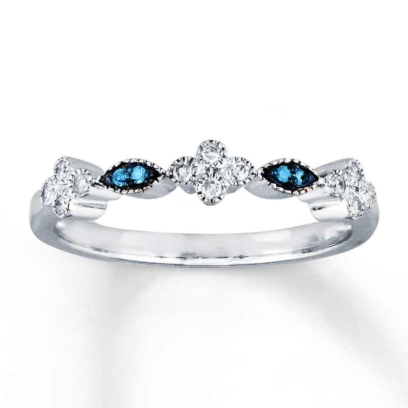 Main Image 1 of Previously Owned Blue & White Diamond Ring 1/10 ct tw Sterling Silver