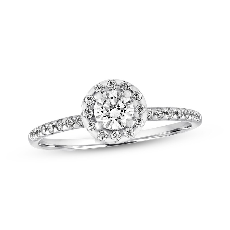 Main Image 1 of Previously Owned Diamond Engagement Ring 1/2 ct tw Round-cut 14K White Gold