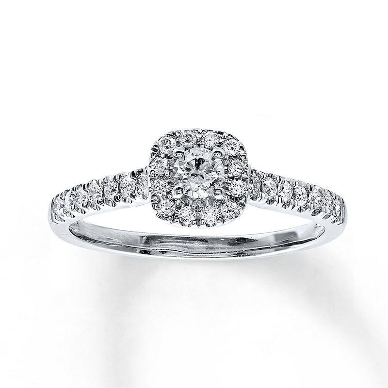 Main Image 1 of Previously Owned Diamond Engagement Ring 3/8 ct tw Round-cut 10K White Gold
