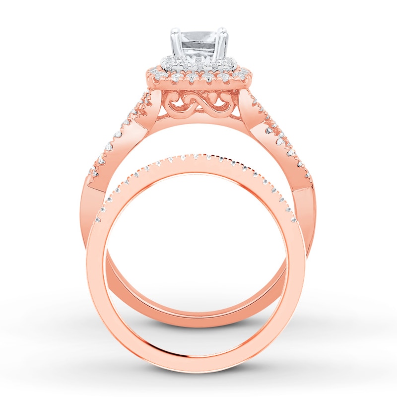 Main Image 2 of Previously Owned Diamond Bridal Set 3/4 ct tw Princess & Round-cut 14K Two-Tone Gold