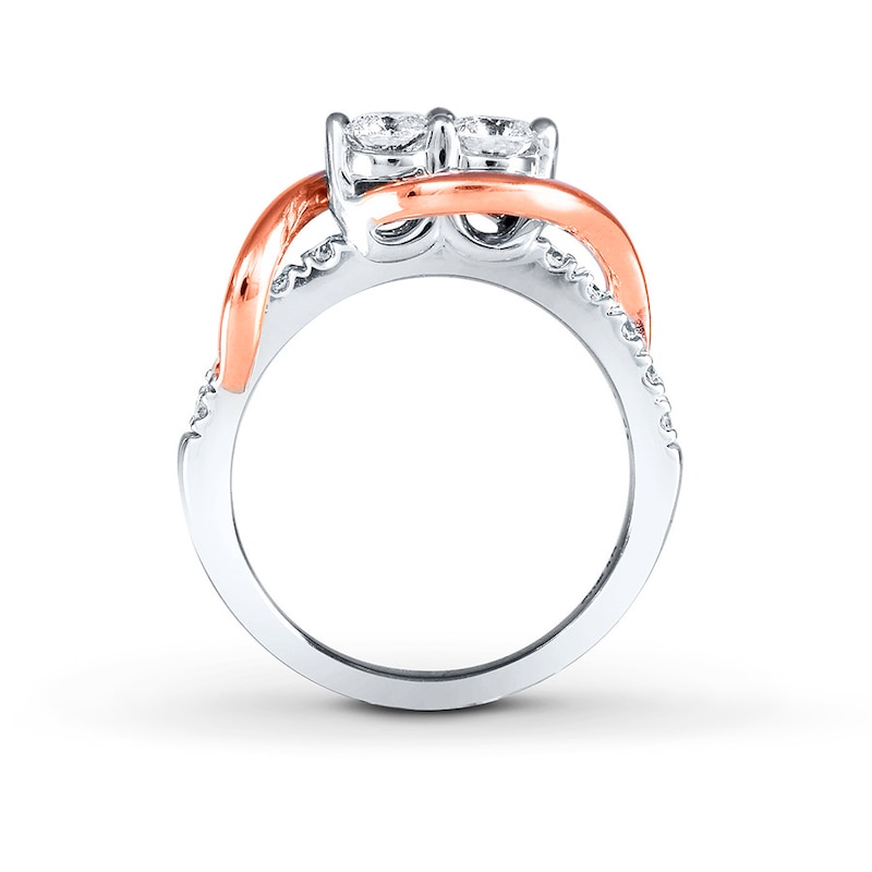 Main Image 2 of Previously Owned Ever Us Two-Stone Diamond Ring Round-cut  3/4 ct tw 14K Two-Tone Gold