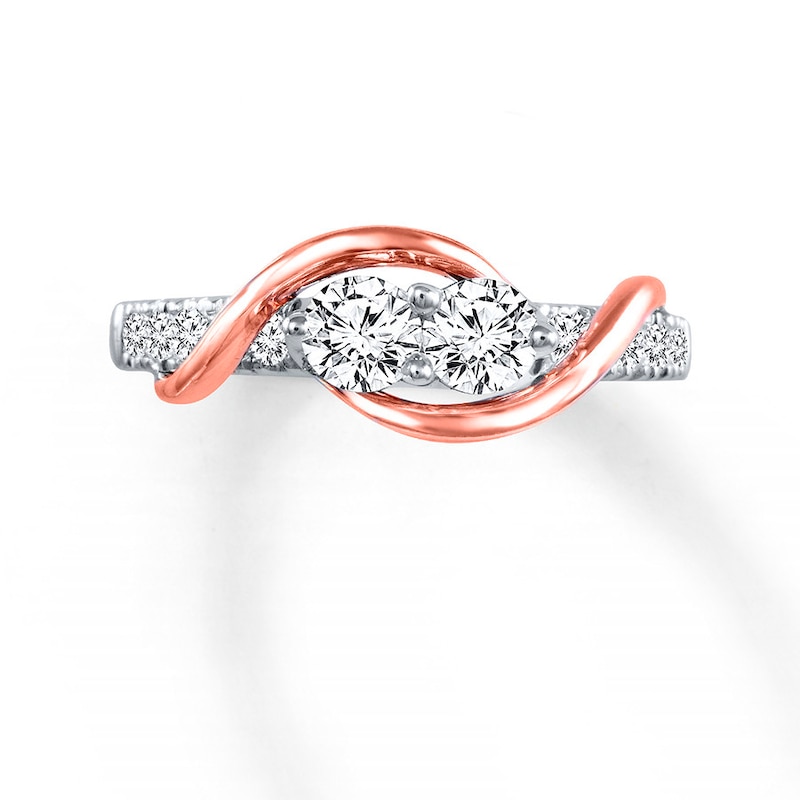 Main Image 4 of Previously Owned Ever Us Two-Stone Diamond Ring Round-cut  3/4 ct tw 14K Two-Tone Gold