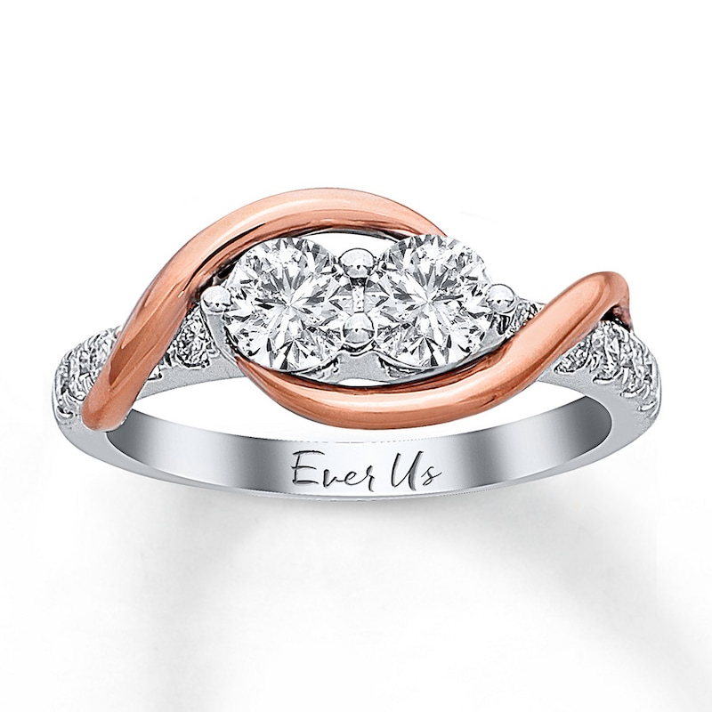 Main Image 1 of Previously Owned Ever Us Two-Stone Anniversary Ring 1 ct tw Round-cut Diamonds 14K Two-Tone Gold