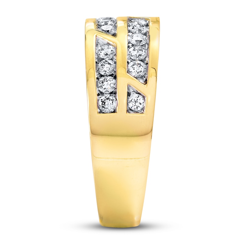 Main Image 2 of Previously Owned Men's Wedding Band 1 ct tw Round-cut Diamonds 14K Yellow Gold