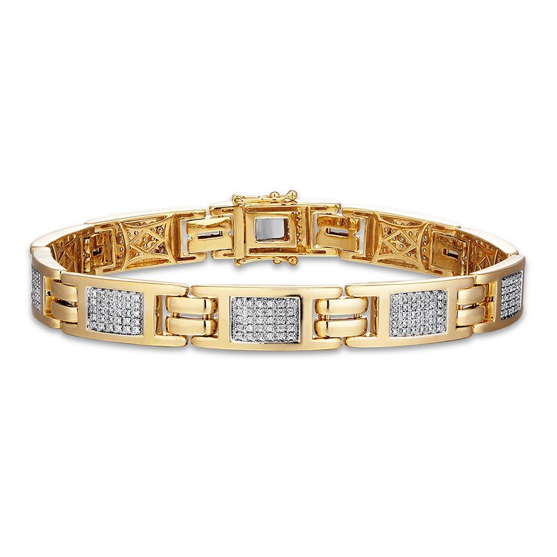 Main Image 1 of Previously Owned Men's Bracelet 1 ct tw Diamonds 10K Yellow Gold 8.5"