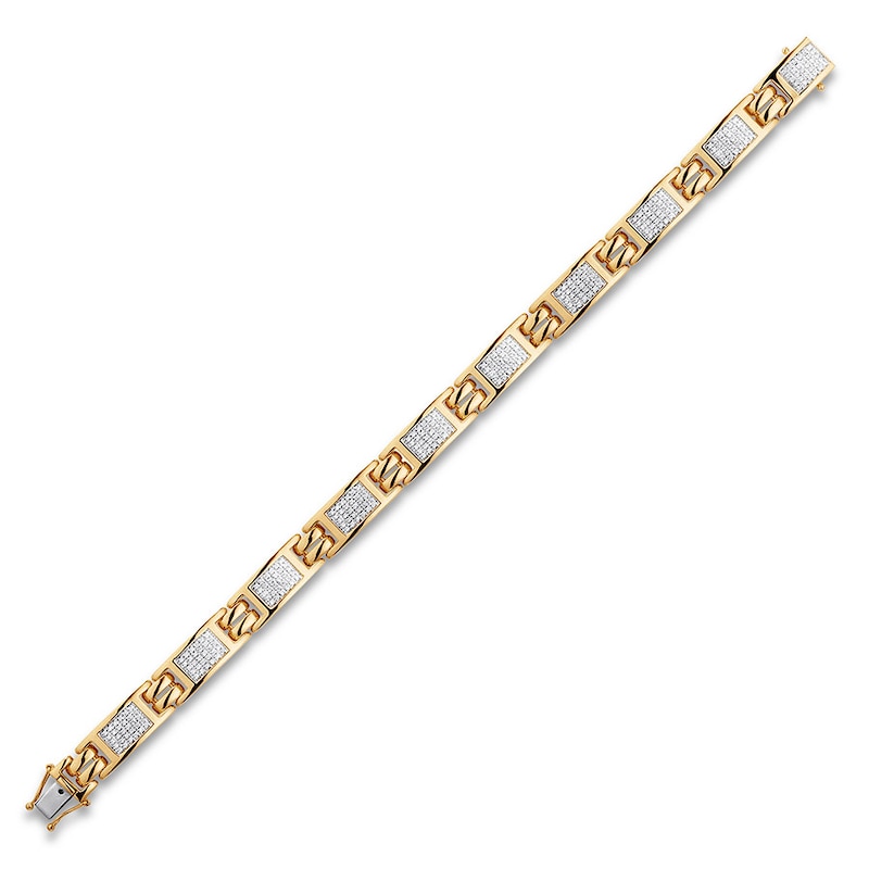 Main Image 2 of Previously Owned Men's Bracelet 1 ct tw Diamonds 10K Yellow Gold 8.5"
