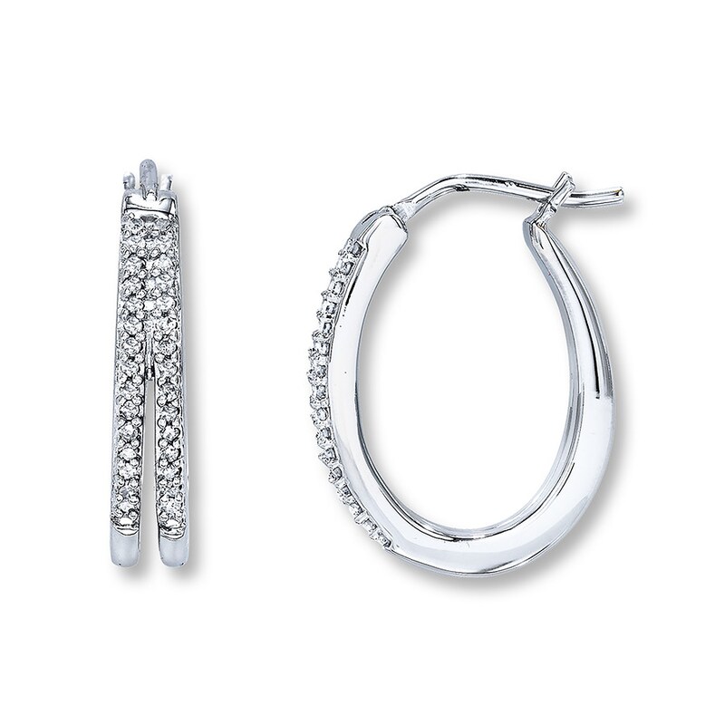 Previously Owned Diamond Hoop Earrings 1/4 cttw Sterling Silver