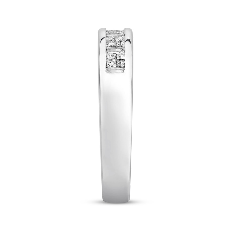 Main Image 2 of Previously Owned Men's Diamond Band 1 ct tw Square & Baguette-cut 10K White Gold