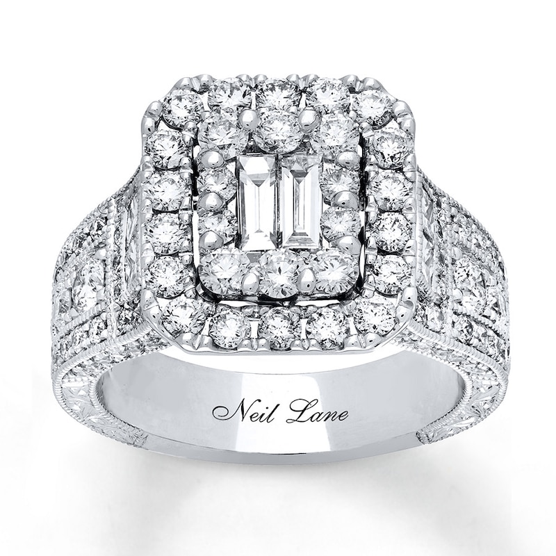 Main Image 1 of Previously Owned Neil Lane Engagement Ring 2-3/4 ct tw Princess & Round-cut Diamonds 14K White Gold