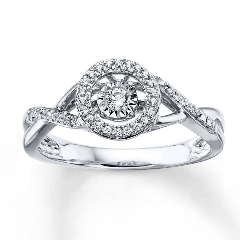 Main Image 1 of Previously Owned Unstoppable Love Ring 1/6 ct tw Round-cut Diamonds 10K White Gold - Size 11.25