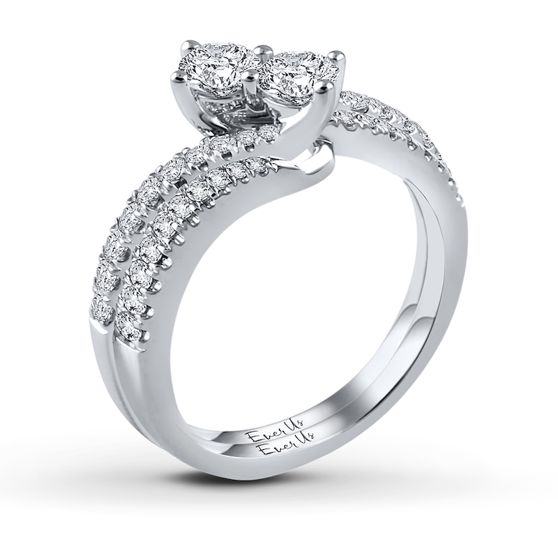 Main Image 4 of Previously Owned Ever Us Two-Stone Ring 1/2 ct tw Round-cut Diamonds 14K White Gold Size 10
