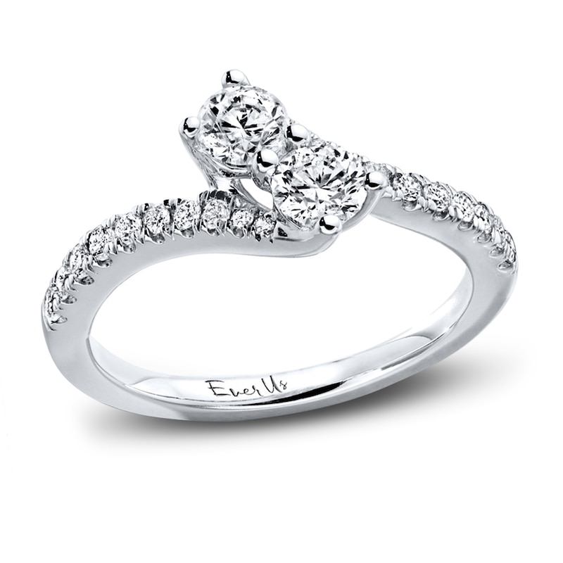 Main Image 1 of Previously Owned Ever Us Two-Stone Ring 3/4 ct tw Round-cut Diamonds 14K White Gold Size 5.5