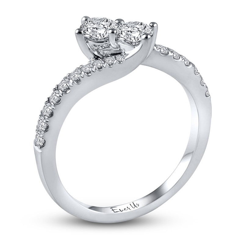 Main Image 2 of Previously Owned Ever Us Two-Stone Ring 3/4 ct tw Round-cut Diamonds 14K White Gold Size 5.5