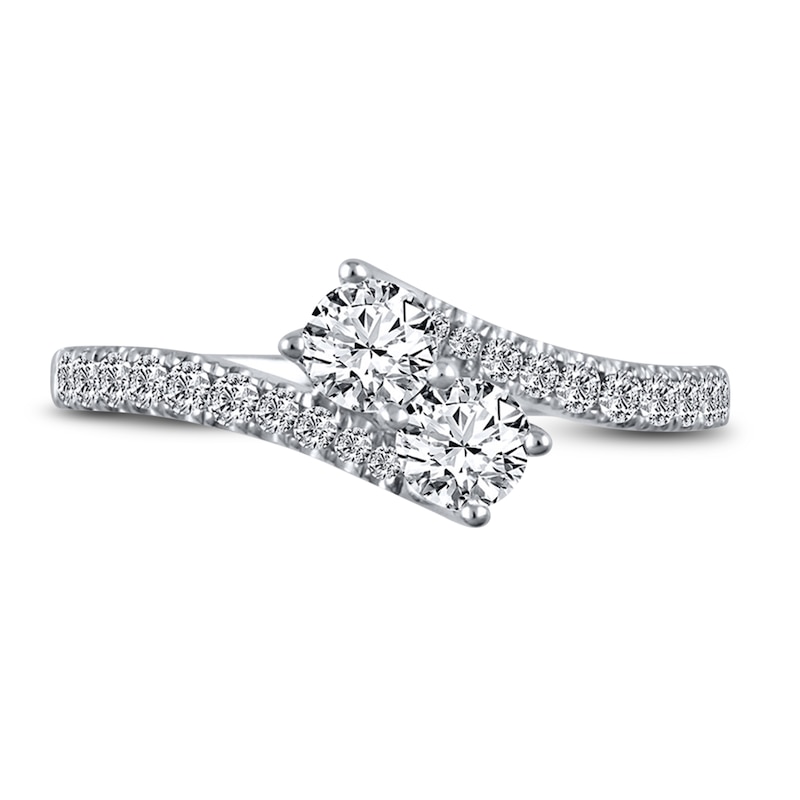 Main Image 3 of Previously Owned Ever Us Two-Stone Ring 3/4 ct tw Round-cut Diamonds 14K White Gold Size 5.5