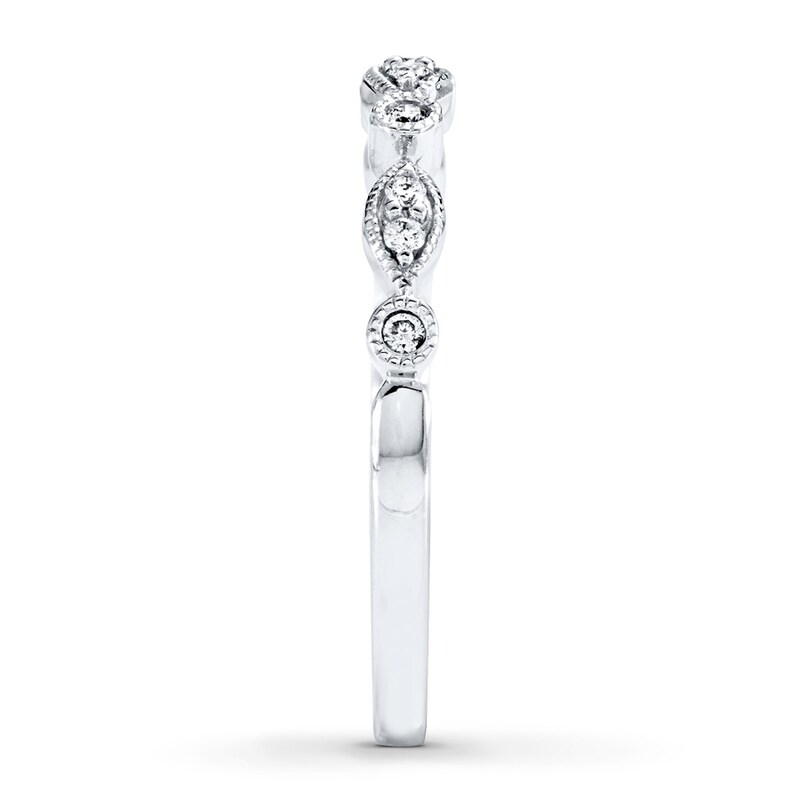 Main Image 3 of Previously Owned Diamond Anniversary Band 1/10 ct tw Round-cut 10K White Gold Size 5