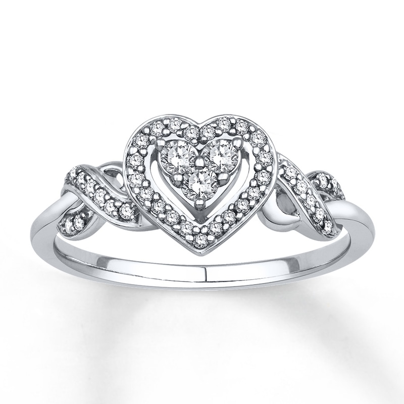Main Image 1 of Previously Owned Diamond Heart Ring 1/4 ct tw Round-cut 10K White Gold Size 5