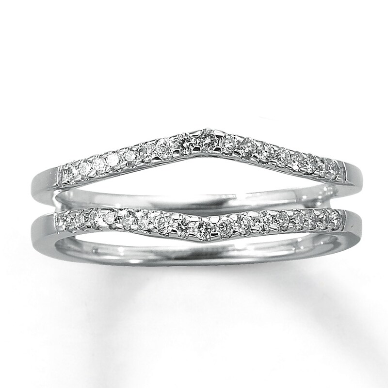 Main Image 1 of Previously Owned Diamond Enhancer Ring 1/4 ct tw Round-cut 14K White Gold - Size 3.25