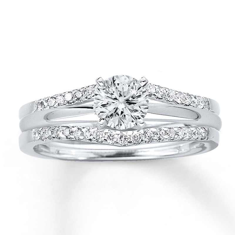 Main Image 2 of Previously Owned Diamond Enhancer Ring 1/4 ct tw Round-cut 14K White Gold - Size 3.25