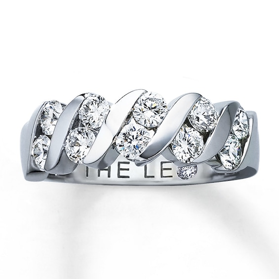 Previously Owned Leo Diamonds 1 ct tw Anniversary Ring Round-cut 14K White Gold Size 10.25
