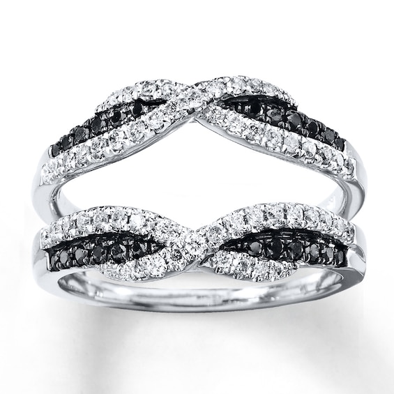 Previously Owned Black & White Diamonds 1/2 ct tw Enhancer Ring 14K White Gold Size 10