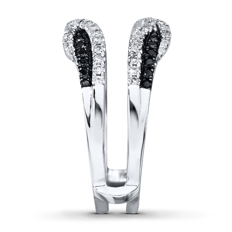 Main Image 3 of Previously Owned Black & White Diamonds 1/2 ct tw Enhancer Ring 14K White Gold - Size 10