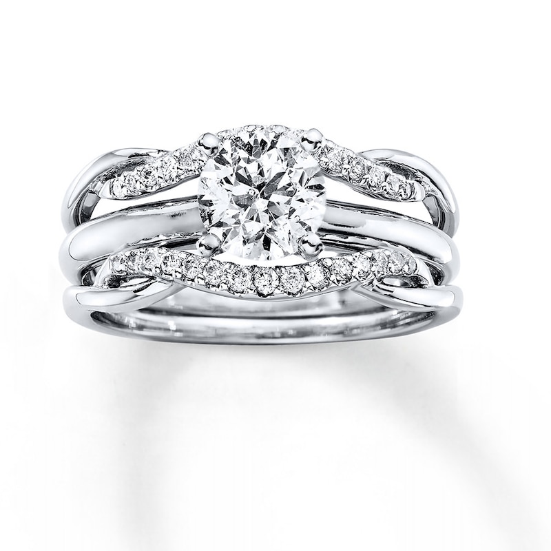 Main Image 4 of Previously Owned Diamond Enhancer Ring 1/5 ct tw Round-cut 14K White Gold - Size 10