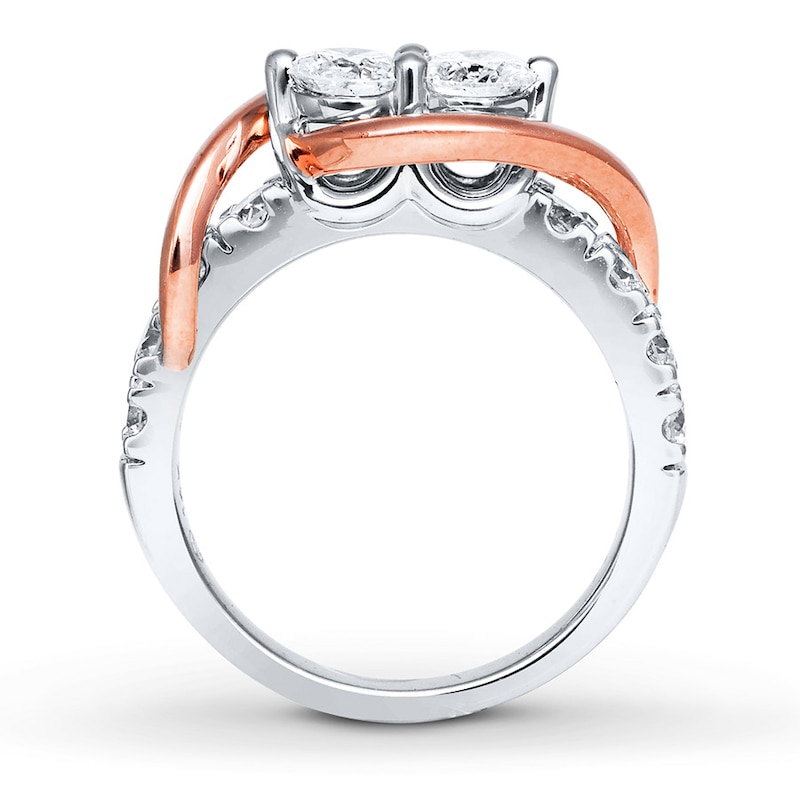 Main Image 2 of Previously Owned Ever Us Two-Stone Anniversary Ring 1-1/2 ct tw Round-cut Diamonds 14K Two-Tone Gold Size 8