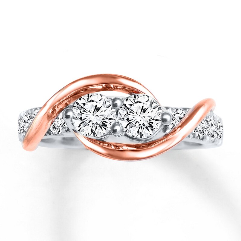 Main Image 4 of Previously Owned Ever Us Two-Stone Anniversary Ring 1-1/2 ct tw Round-cut Diamonds 14K Two-Tone Gold Size 8