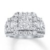 Thumbnail Image 1 of Previously Owned Diamond Engagement Ring 3-1/2 ct tw Princess, Round & Baguette-cut 14K White Gold - Size 9