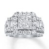 Thumbnail Image 0 of Previously Owned Diamond Engagement Ring 3-1/2 ct tw Princess, Round & Baguette-cut 14K White Gold - Size 9