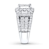 Previously Owned Diamond Engagement Ring 3-1/2 ct tw Princess, Round & Baguette-cut 14K White Gold
