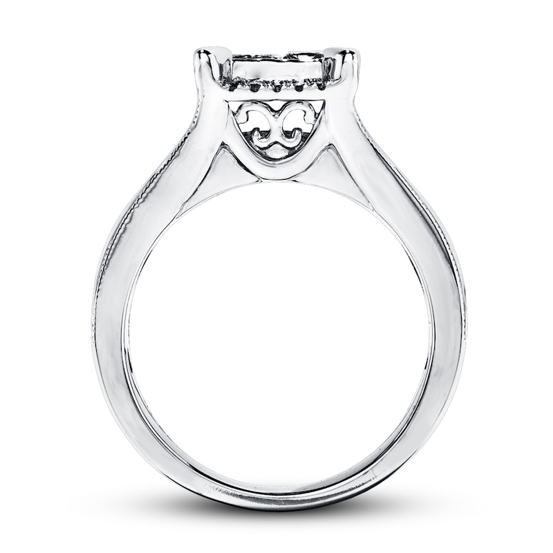 Main Image 2 of Previously Owned Diamond Engagement Ring 1-3/8 ct tw Princess & Round-cut 14K White Gold - Size 9.75