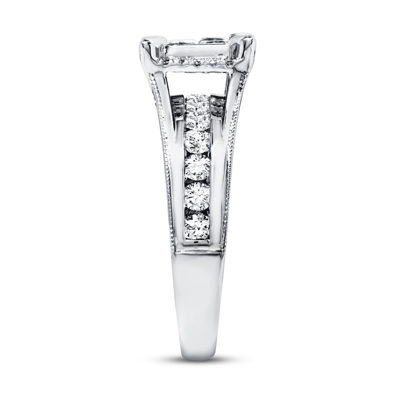 Main Image 3 of Previously Owned Diamond Engagement Ring 1-3/8 ct tw Princess & Round-cut 14K White Gold - Size 9.75