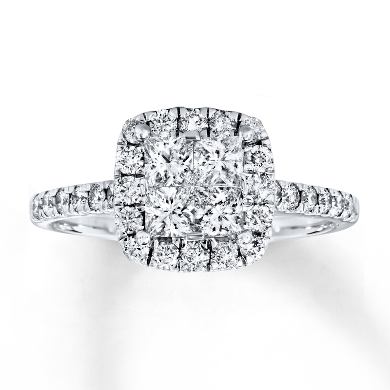 Previously Owned Diamond Engagement Ring 1 ct tw Princess & Round-cut 14K White Gold - Size 3.5
