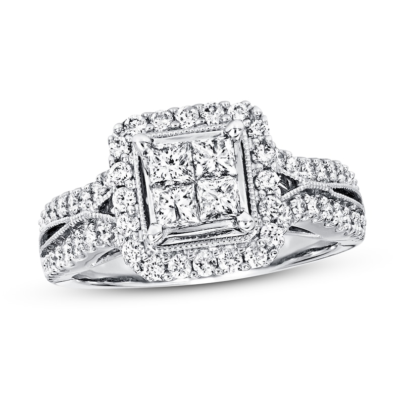Previously Owned Diamond Engagement Ring 1 ct tw Princess & Round-cut 14K White Gold