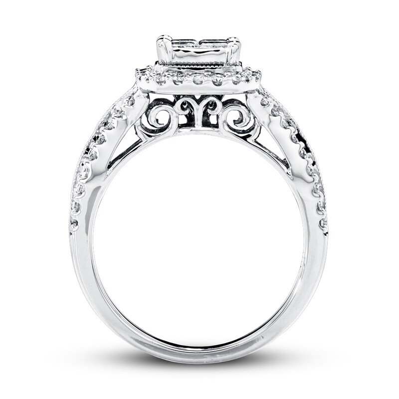 Previously Owned Diamond Engagement Ring 1 ct tw Princess & Round-cut 14K White Gold