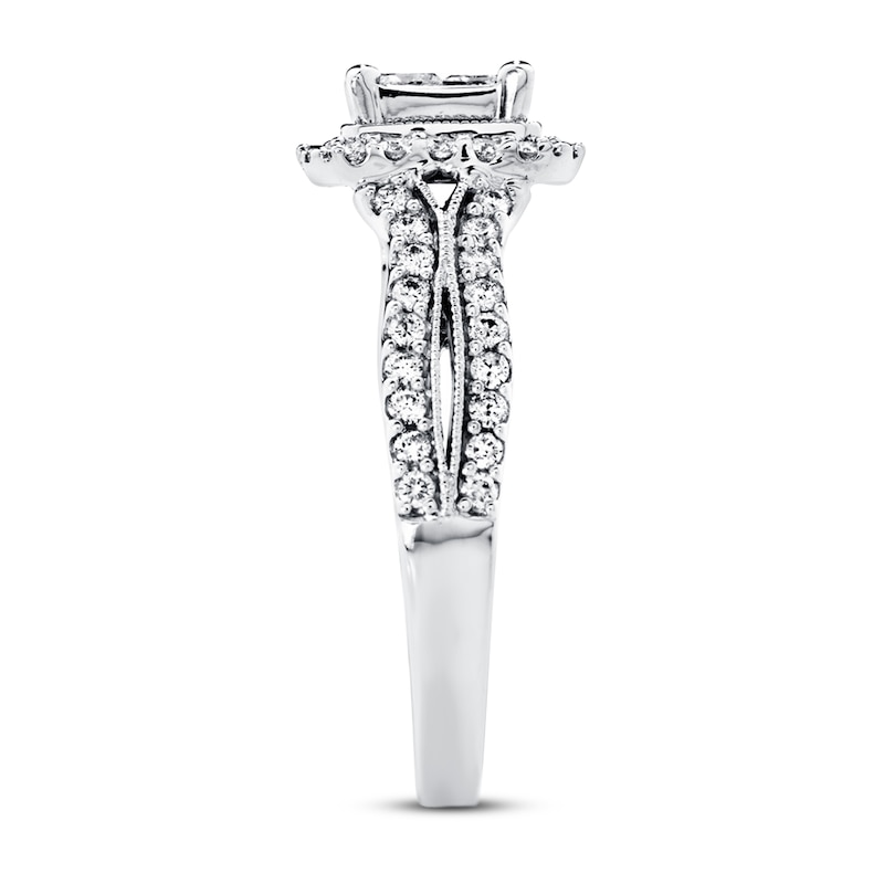 Previously Owned Diamond Engagement Ring 1 ct tw Princess & Round-cut 14K White Gold