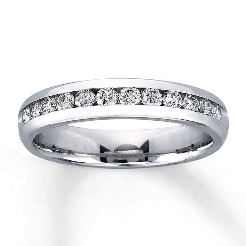 Main Image 1 of Previously Owned Diamond Anniversary Ring 1/2 ct tw Round-cut 14K White Gold - Size 10