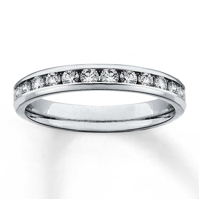 Main Image 1 of Previously Owned Diamond Anniversary Band 1/2 ct tw Round-cut 14K White Gold - Size 3.75