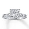 Thumbnail Image 0 of Previously Owned Engagement Ring 5/8 ct tw Princess & Round-cut Diamonds 14K White Gold - Size 10.5