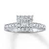 Thumbnail Image 1 of Previously Owned Engagement Ring 5/8 ct tw Princess & Round-cut Diamonds 14K White Gold Size 10.5