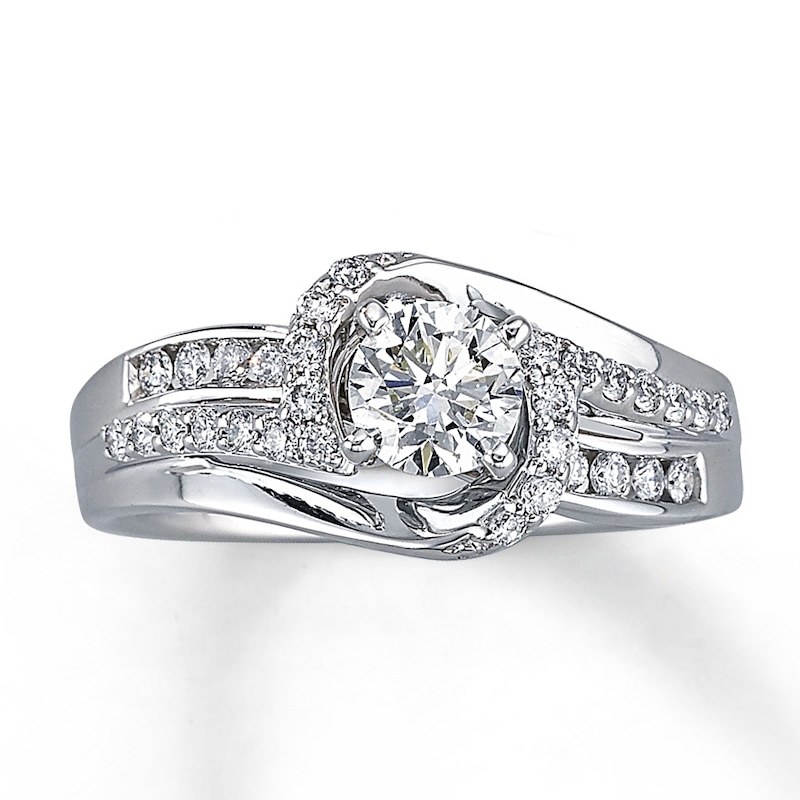 Main Image 1 of Previously Owned Engagement Ring 5/8 ct tw Round-cut Diamonds 14K White Gold - Size 5