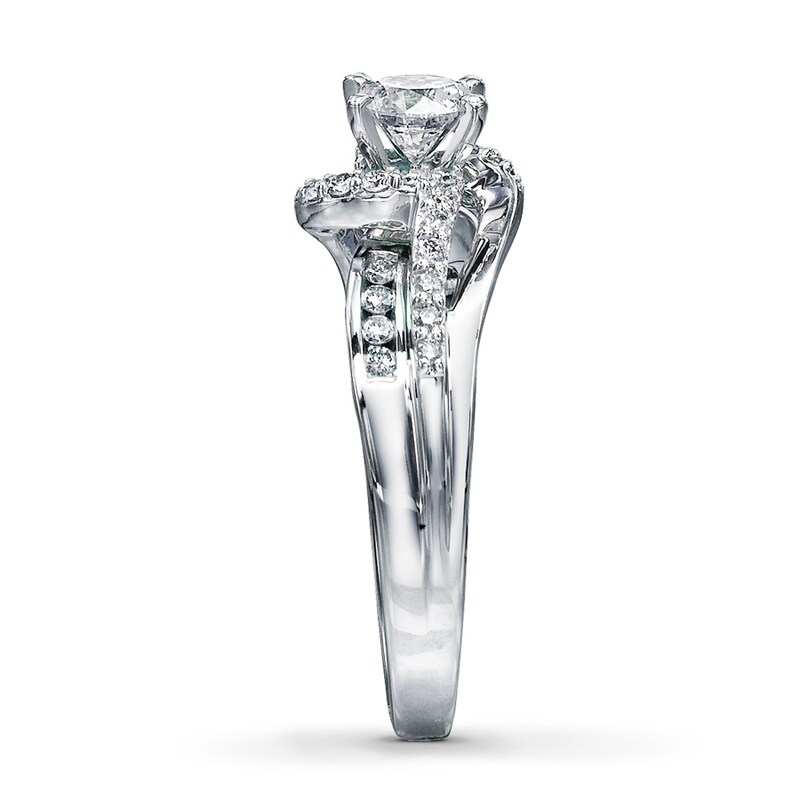 Main Image 3 of Previously Owned Engagement Ring 5/8 ct tw Round-cut Diamonds 14K White Gold - Size 5