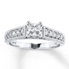 Thumbnail Image 1 of Previously Owned Engagement Ring 3/4 ct tw Princess & Round-cut Diamonds 14K White Gold - Size 3.75